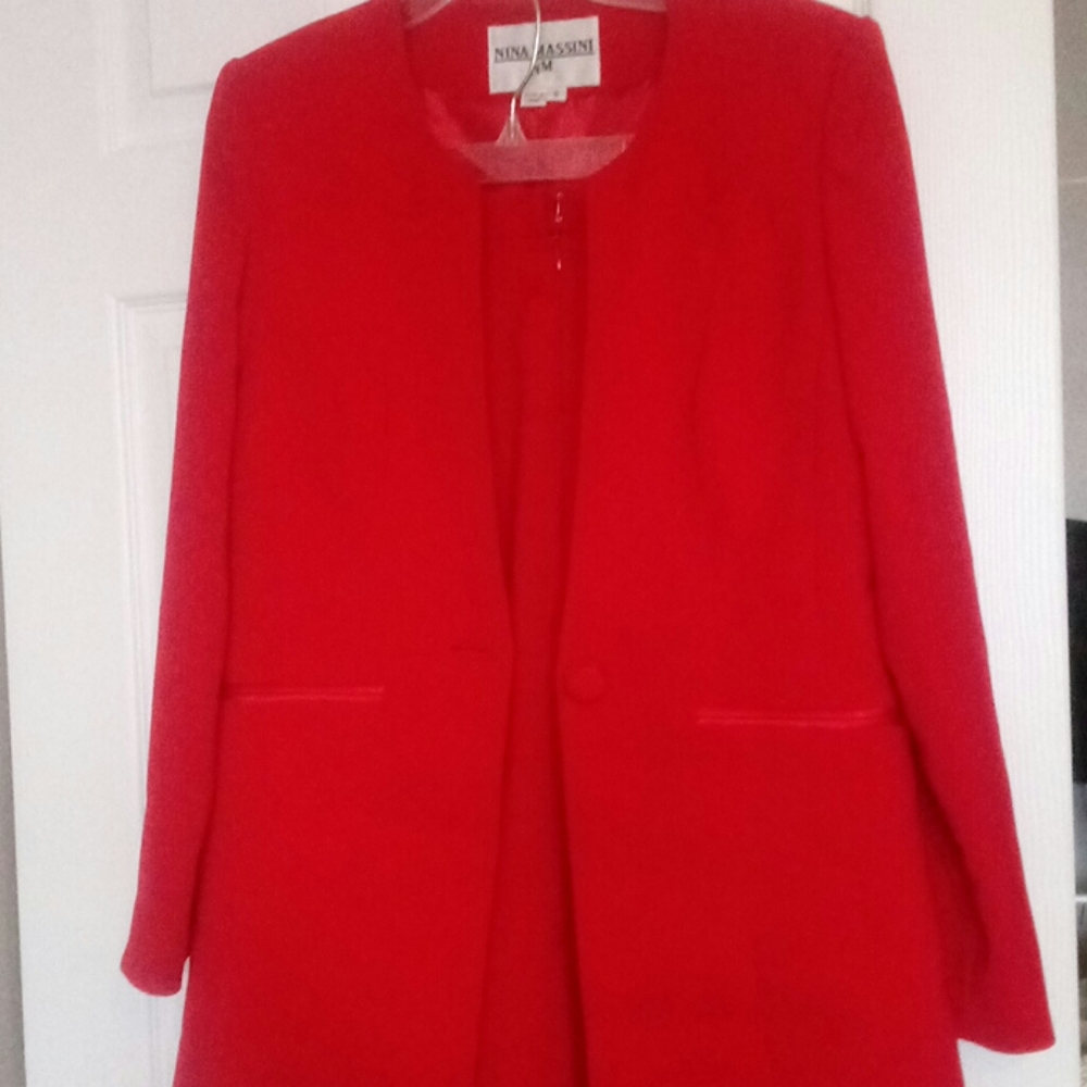 Red skirt suit